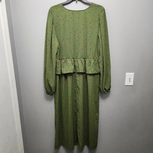 Eloquii elements women's long sleeve dress size 14 green and red - Picture 7 of 8
